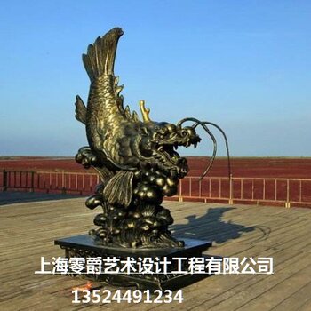 厂家直销龙头鱼身雕塑水景喷泉鳌鱼雕塑定制